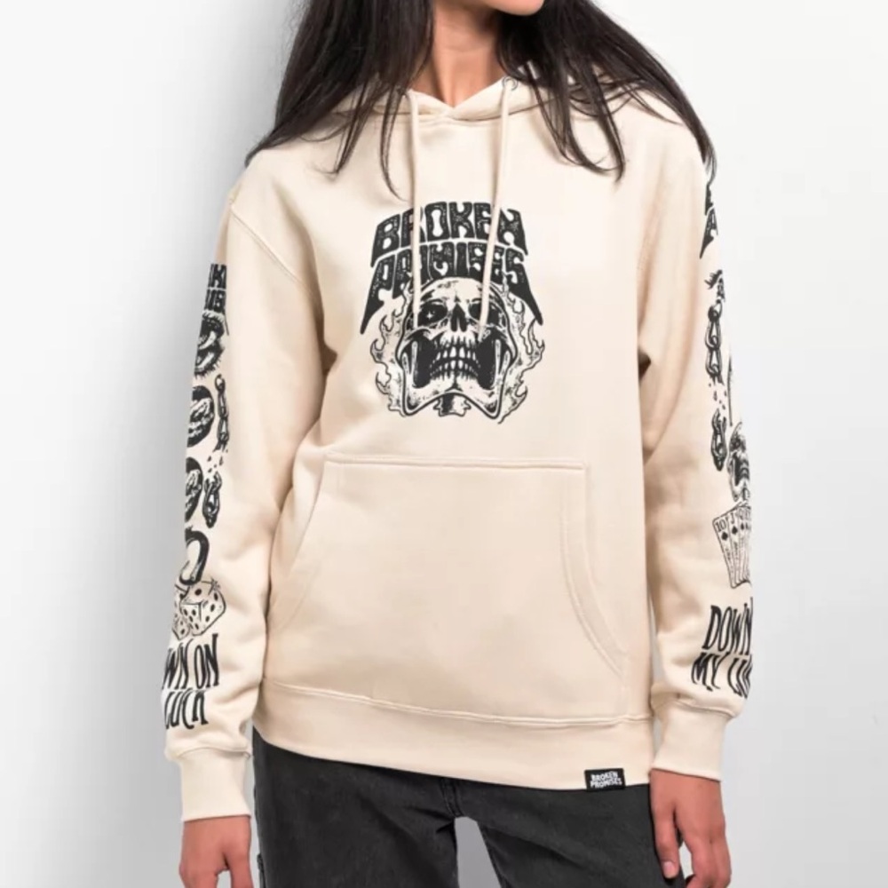 NEW ZUMIEZ Broken Promises Down On My Luck Sand Hoodie SIZE: Large
